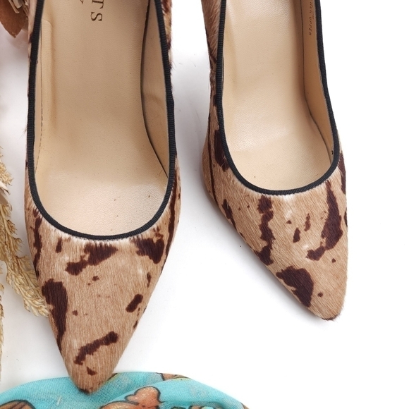 Talbots Animal Print Calf Fur High Heels Sz 8b - Picture 4 of 12